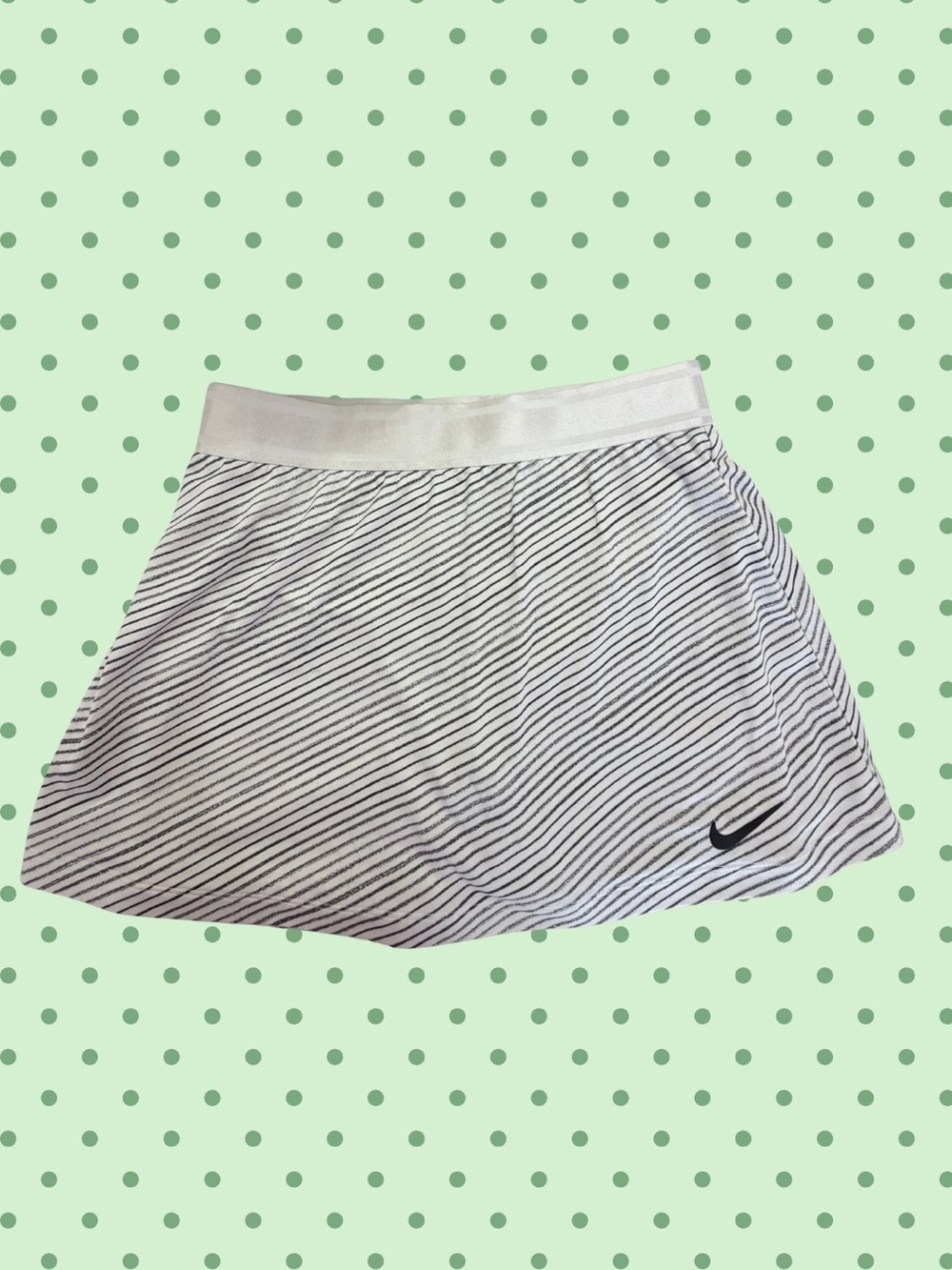 Nike White and Black Striped Athletic Mini Skirt